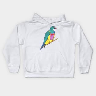 WOOD PIGEON wearing a suit Kids Hoodie